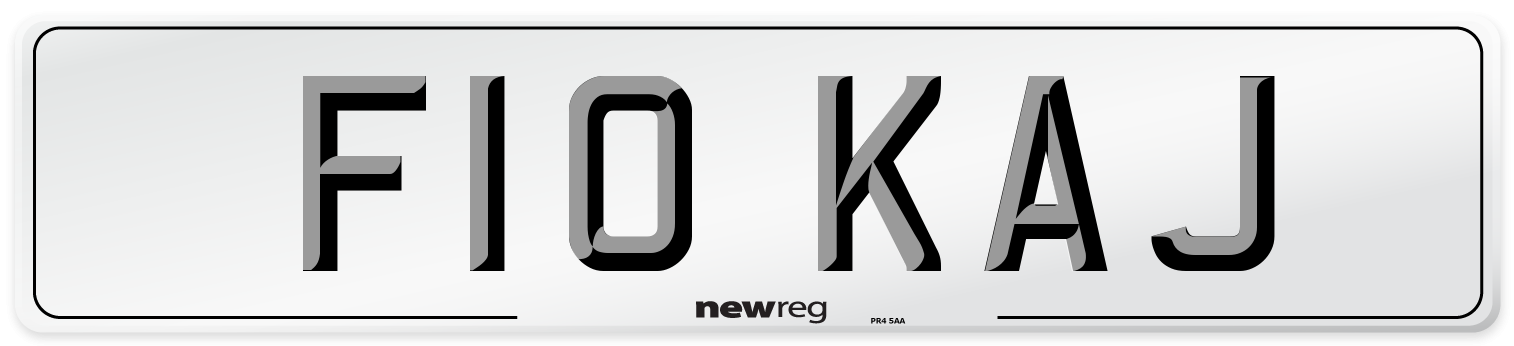 F10 KAJ Number Plate from New Reg